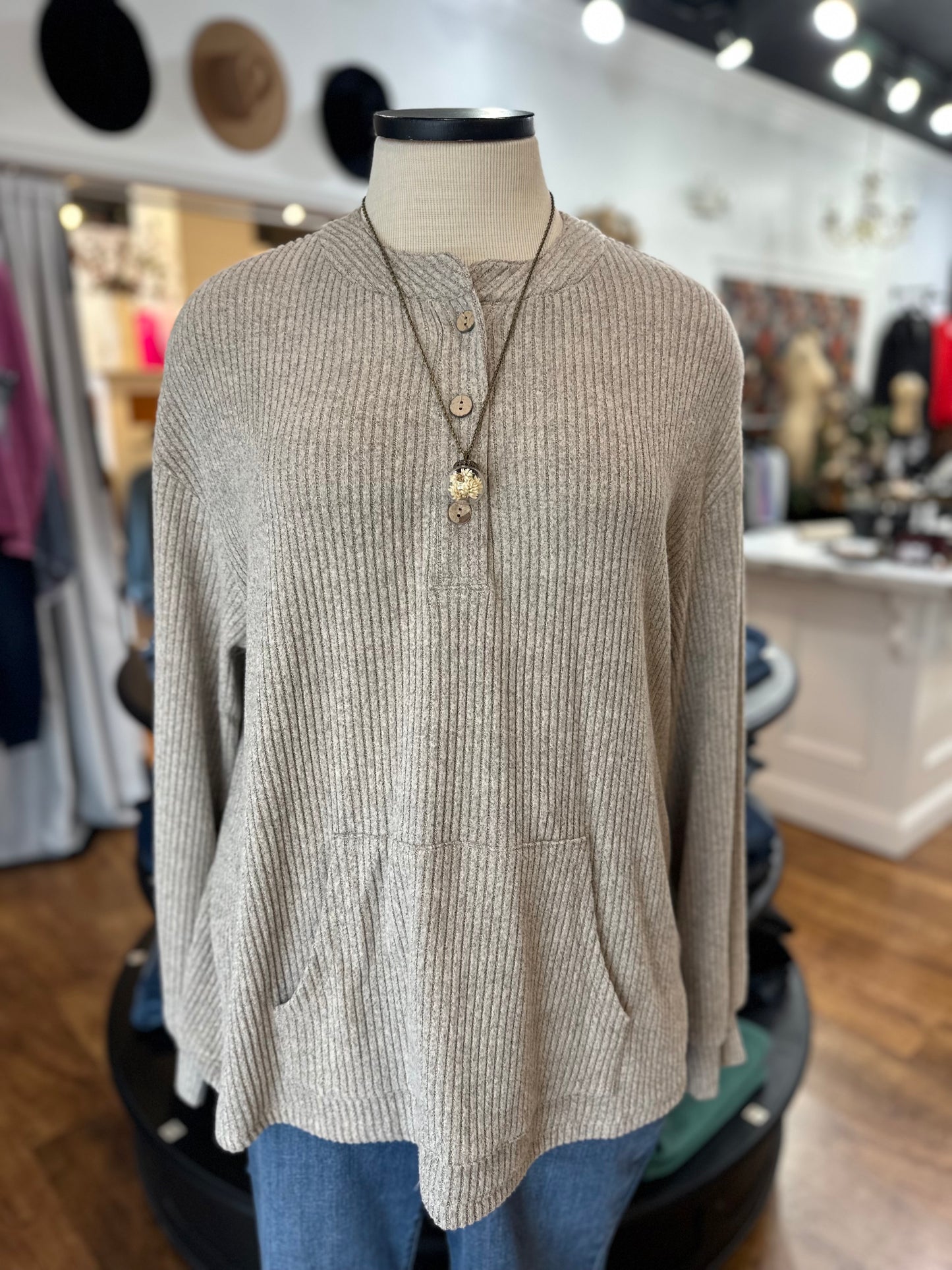 Places To Be Ribbed Henley Top