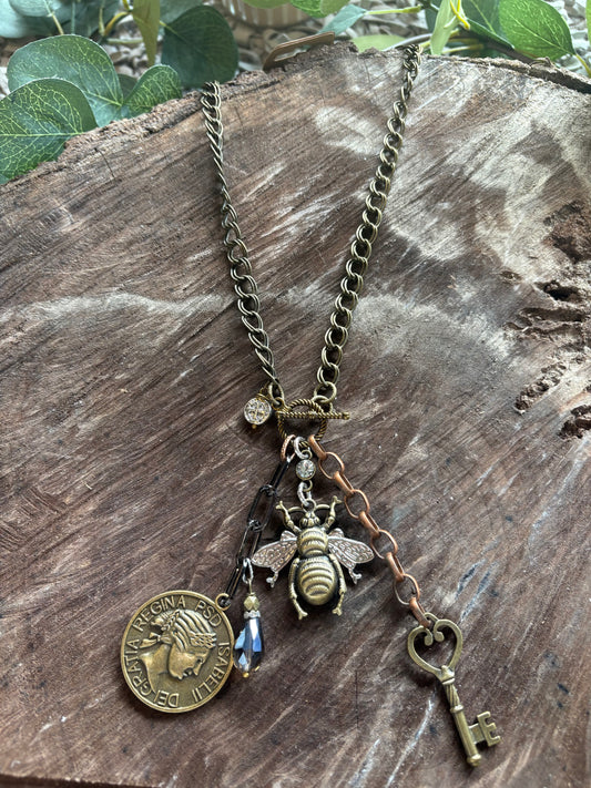Queen By Choice Regal Bee Charm Necklace