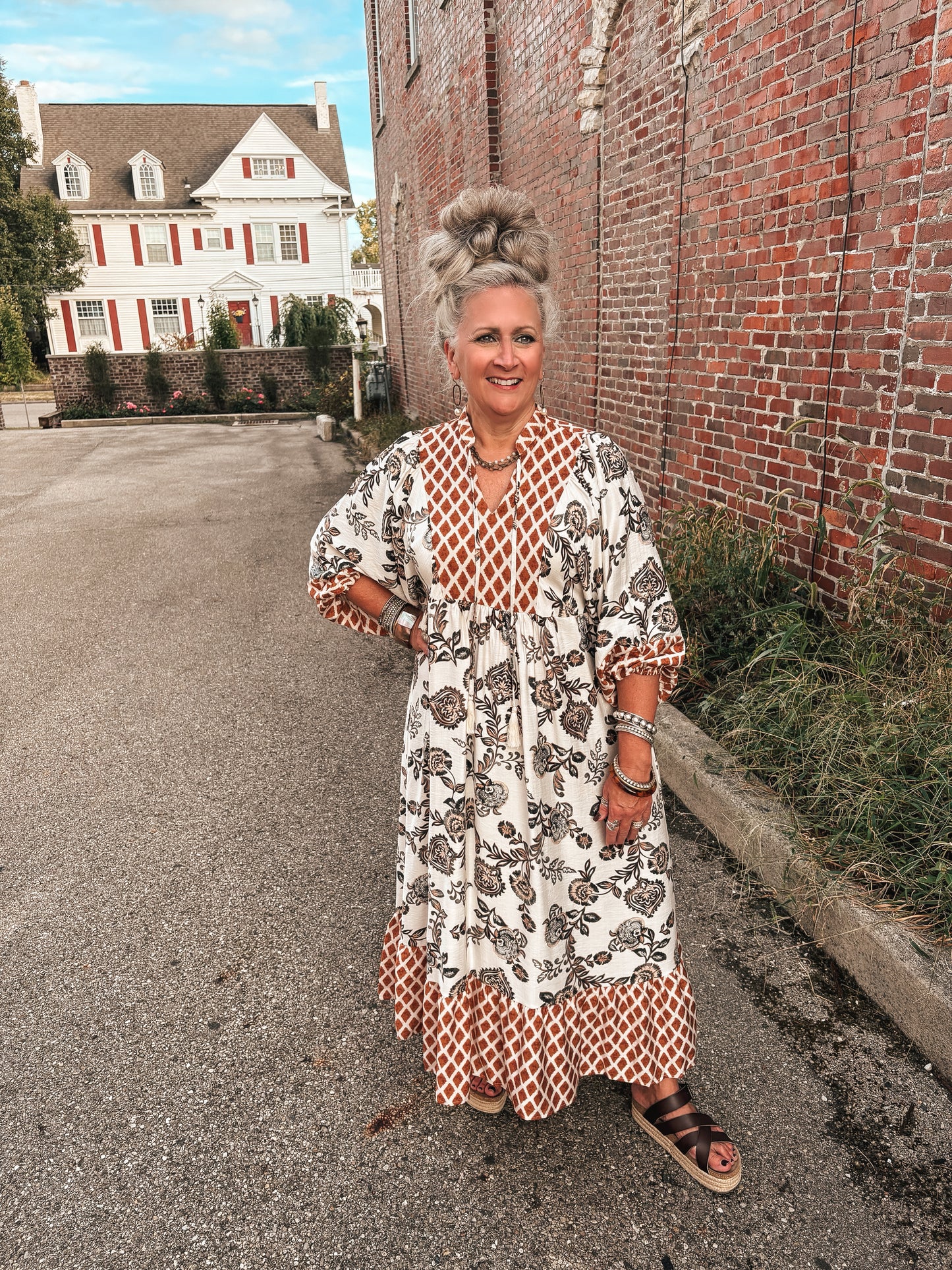 Perfect Vision Mixed Print Midi Dress