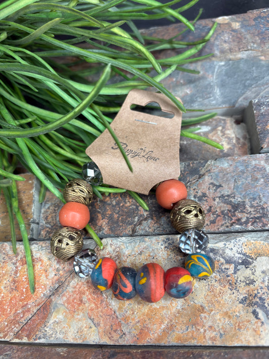 Bohemian Multi Beaded Handcrafted Bracelet - Blue/Orange