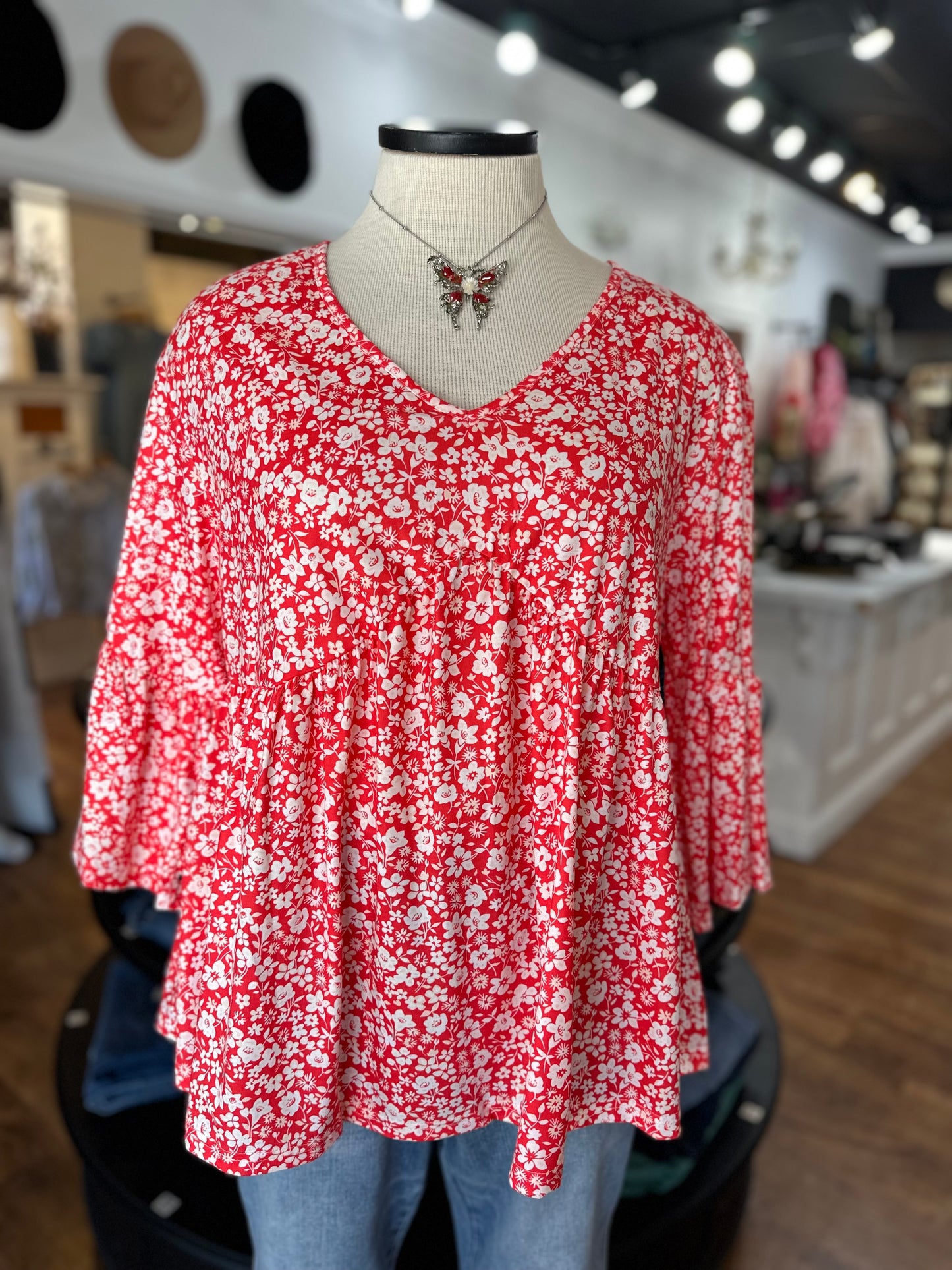 Watch Me Go Ditsy Floral Babydoll Top