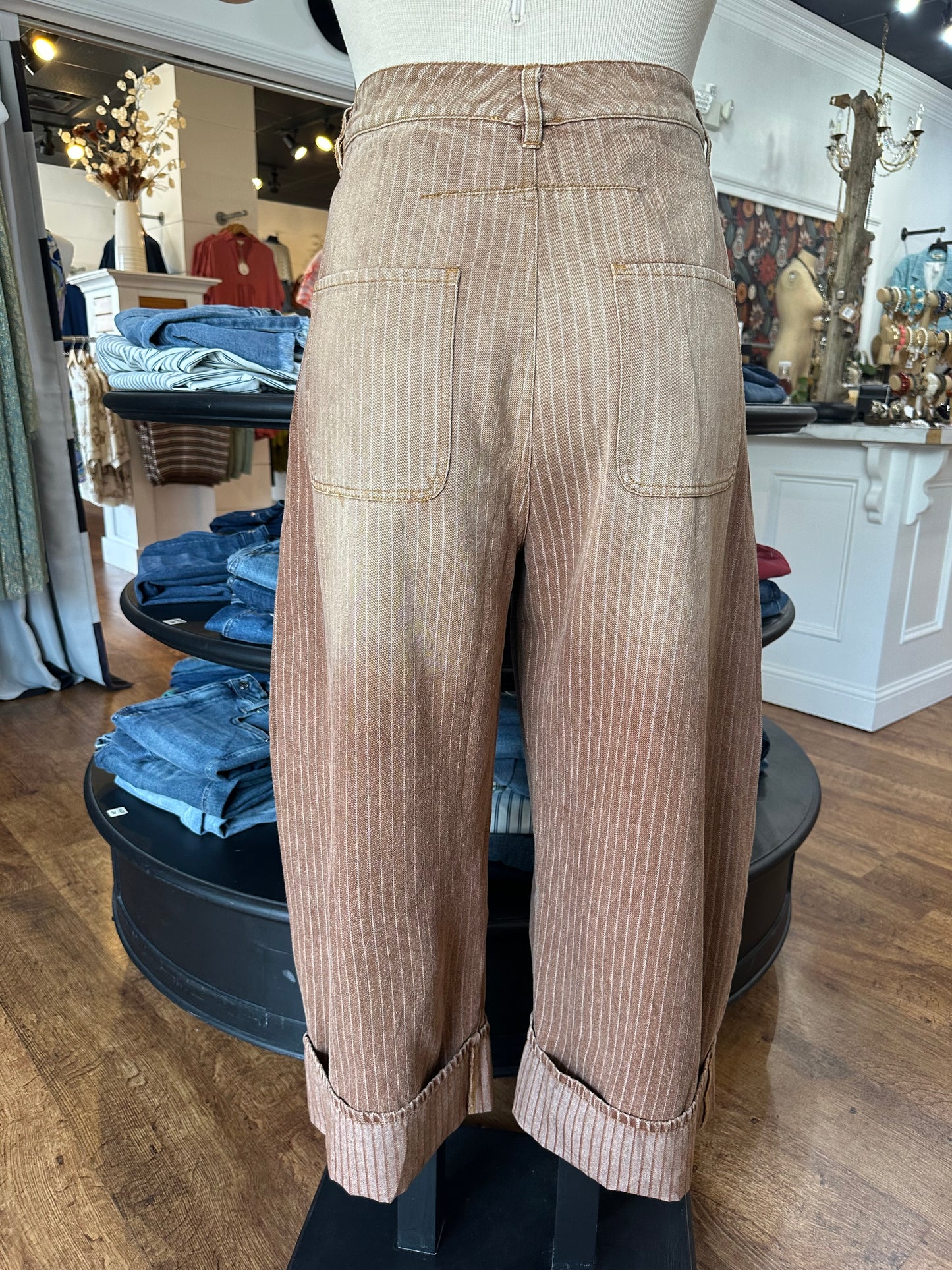 Gracefully Done Striped Barrel Pants