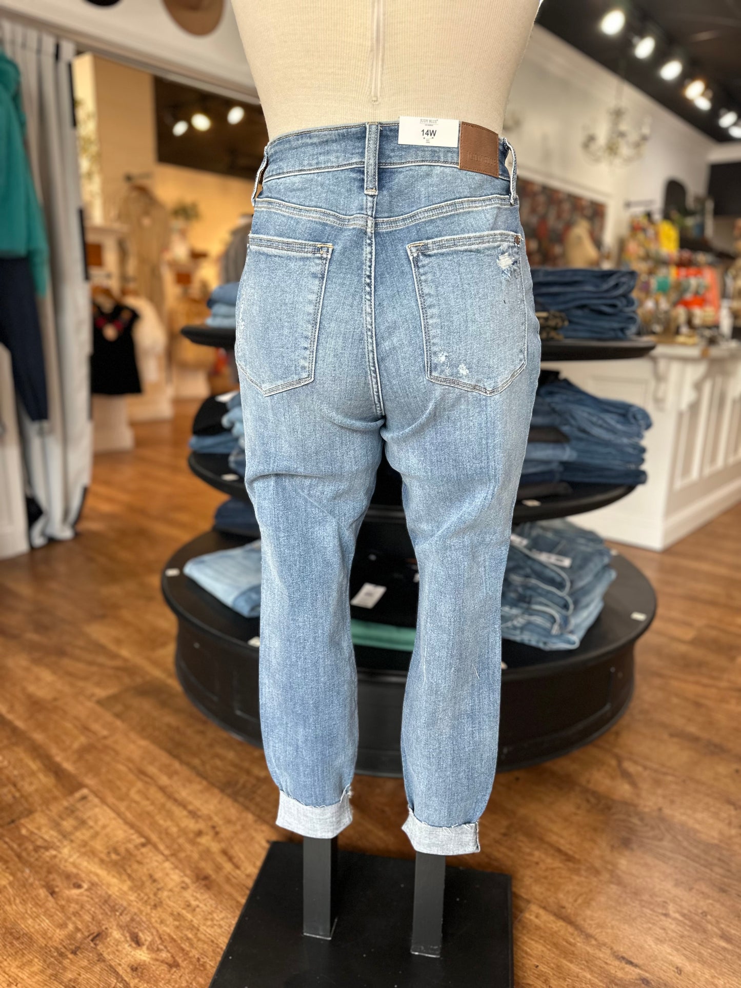 Judy Blue Midrise Distressed Cuffed Skinny Jean ~ LAUREL