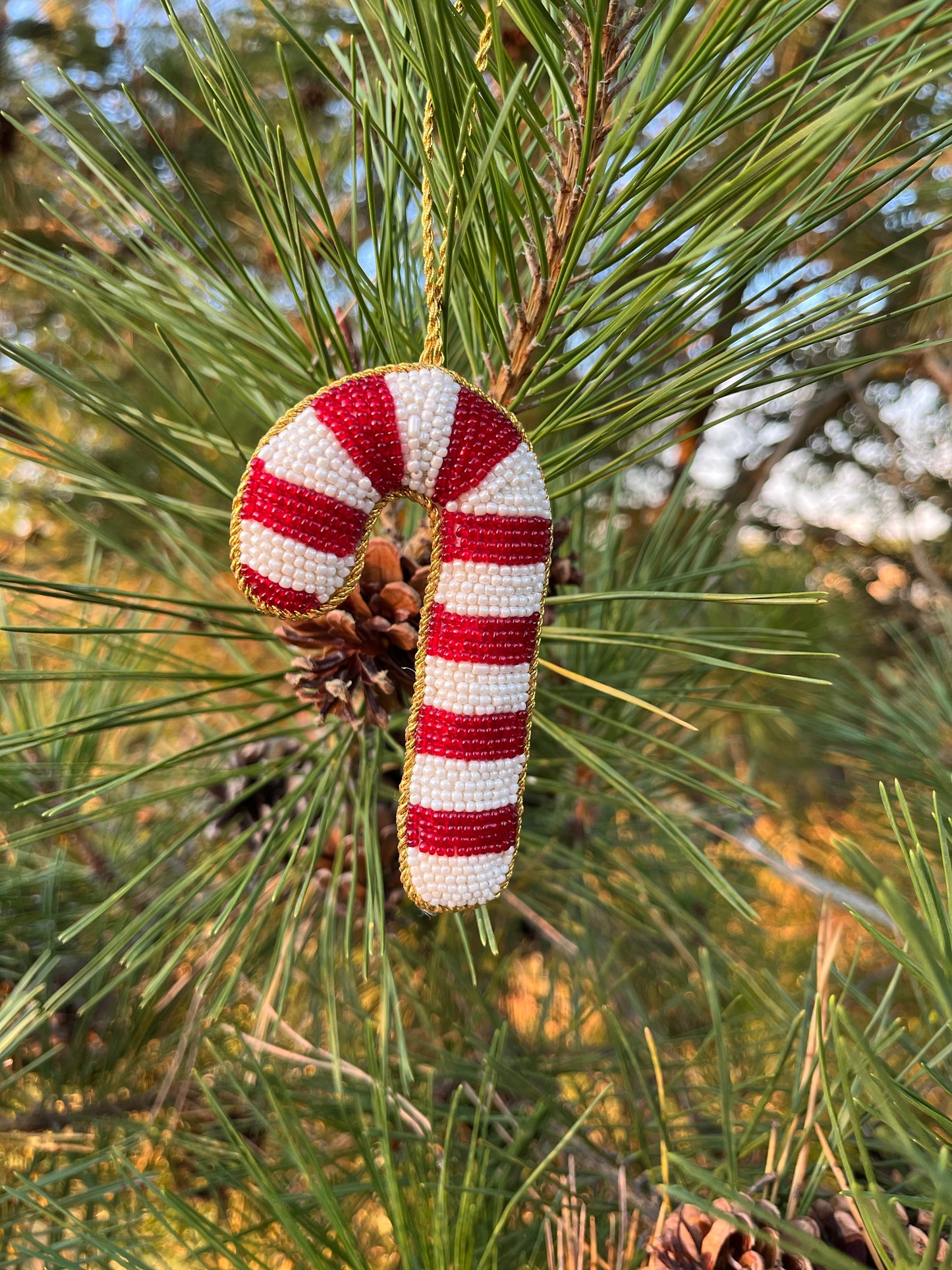 Myra Candy Cane Beaded Ornament