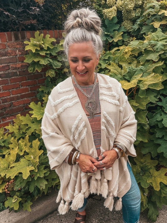Timelessly Yours Chunky Tassel Cardigan/Wrap