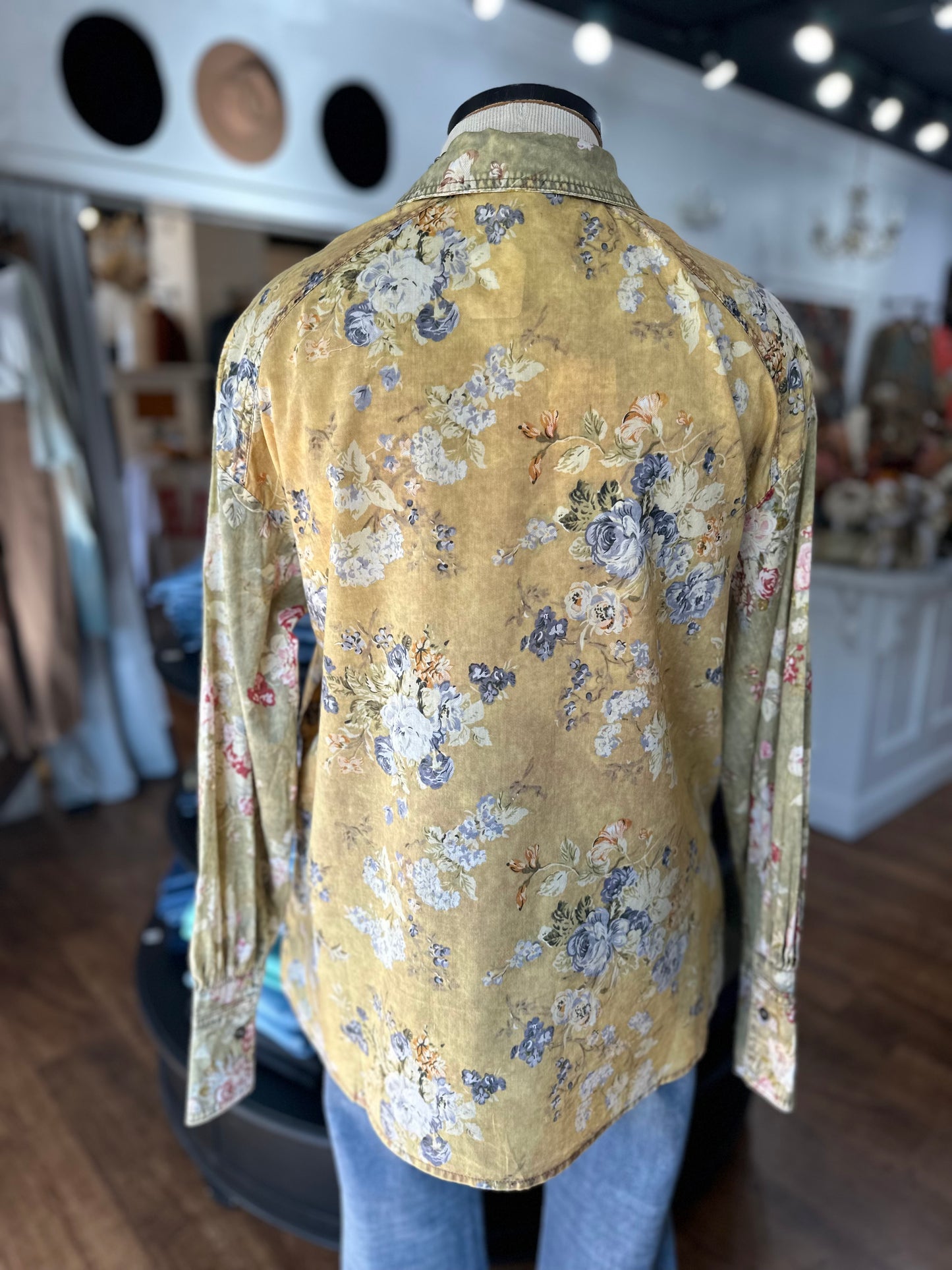 Time Tells Floral Button Up Top