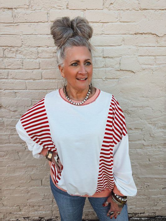 Adore You Color Block Striped Pullover