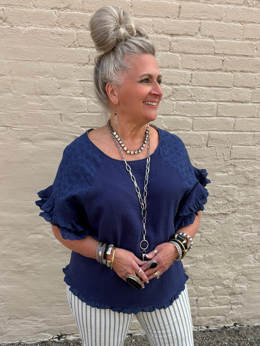 Flutter Away Eyelet Sleeve Top