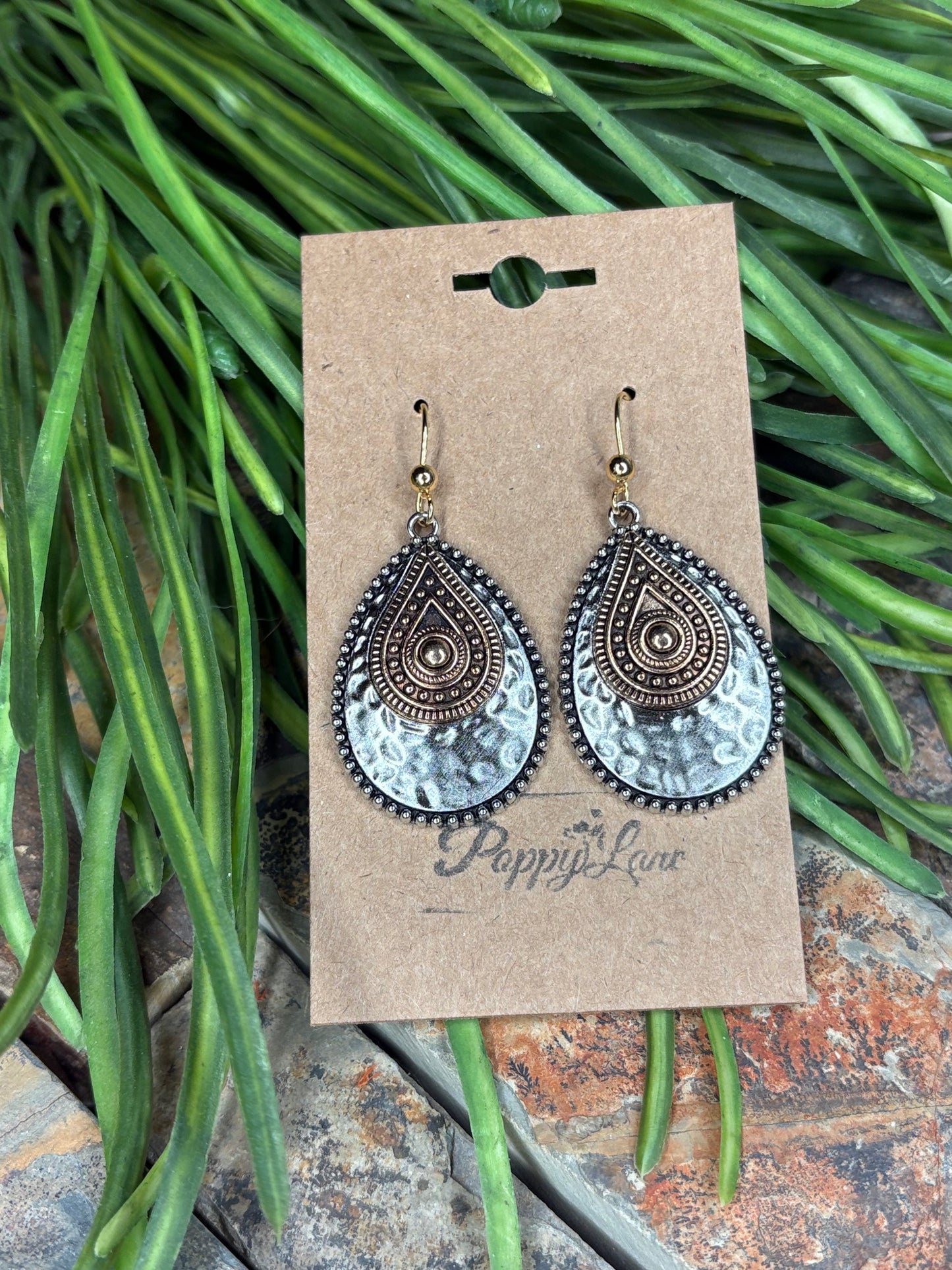 Earthshine Metal Hammered Earrings - Silver/Gold