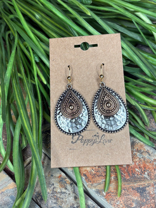 Earthshine Metal Hammered Earrings - Silver/Gold