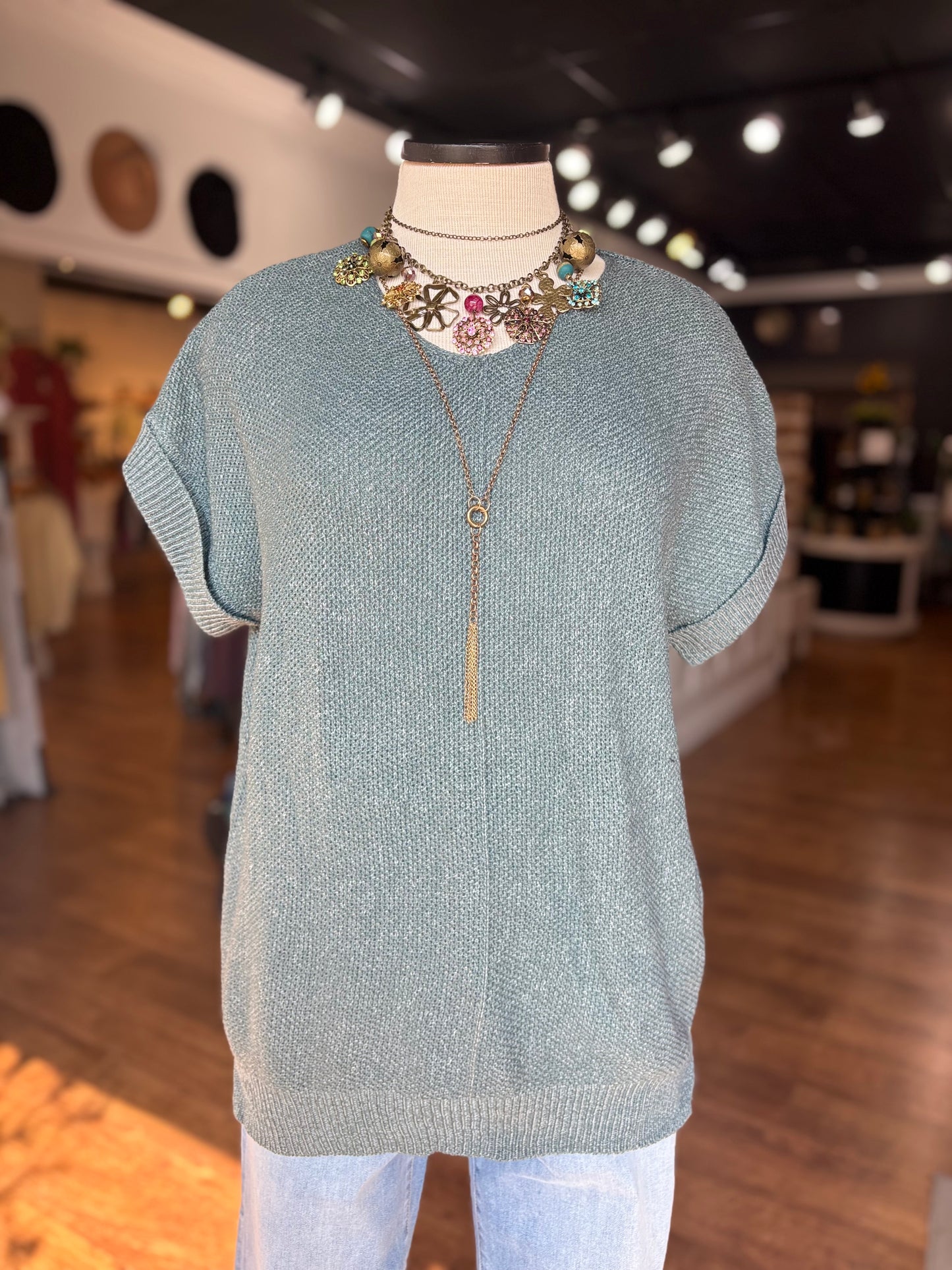 Next Move Short Sleeve Sweater ~ Ash Jade