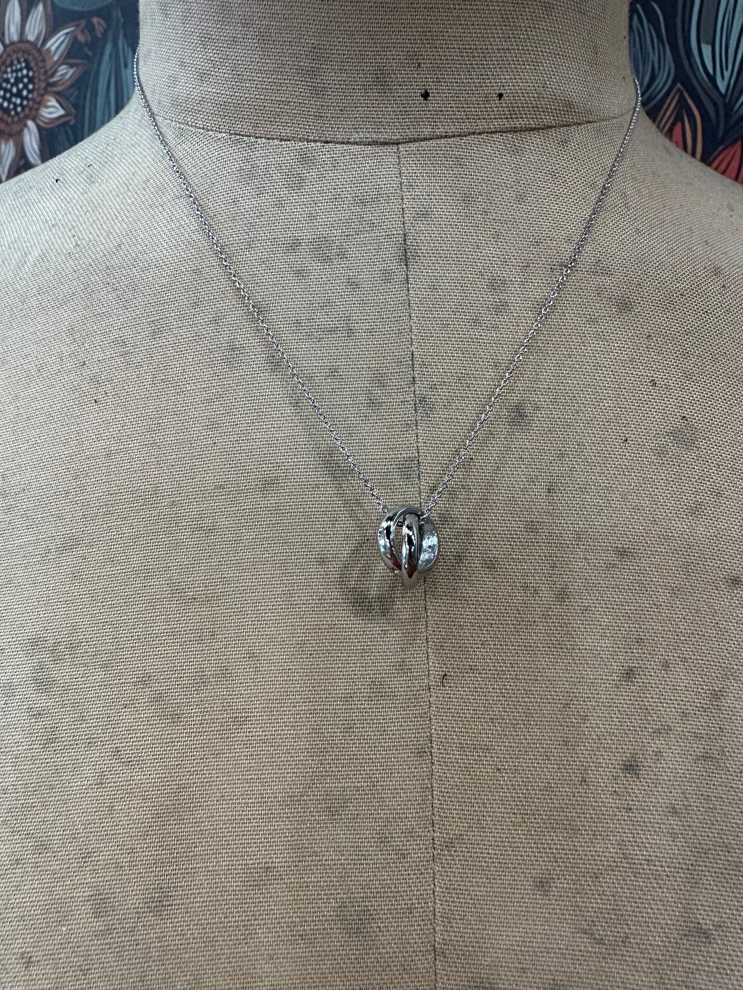 Back In The Beginning Double Knot Necklace ~ Silver