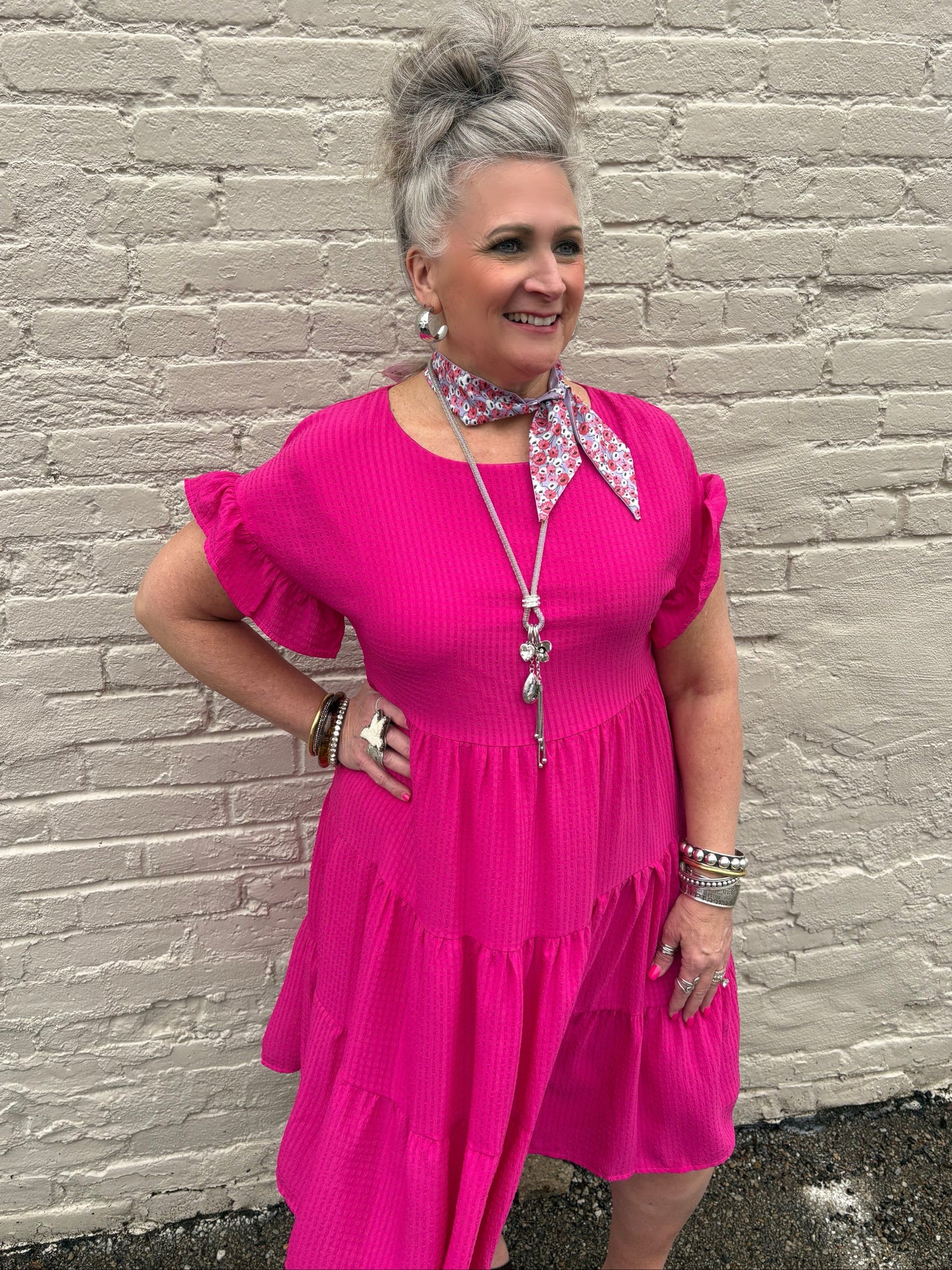 Spring Stroll Ruffle Sleeve Dress