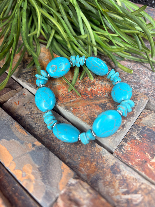 Calming Energy Stone Stretch Bracelet - Turquoise
