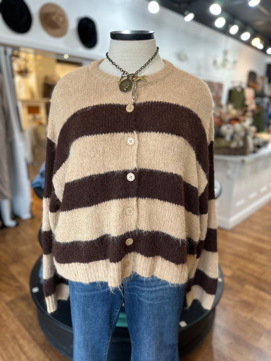 Keep It Straight Striped Cardigan