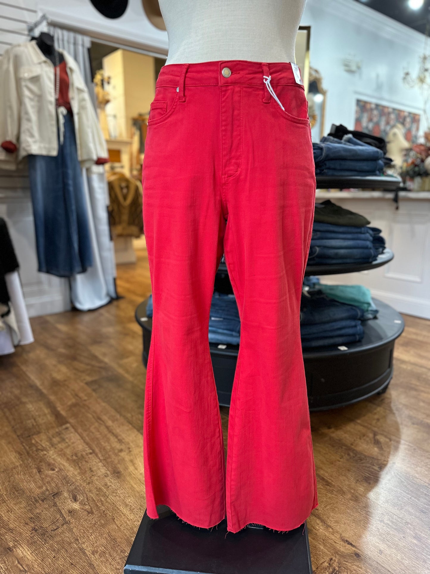 Judy Blue High Waist Tummy Control Flare Jeans in Red ~ SERAPHINA