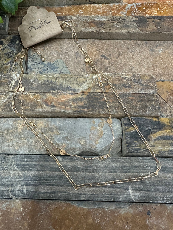 Creating Romance Layered Chain Coin Necklace ~ Gold