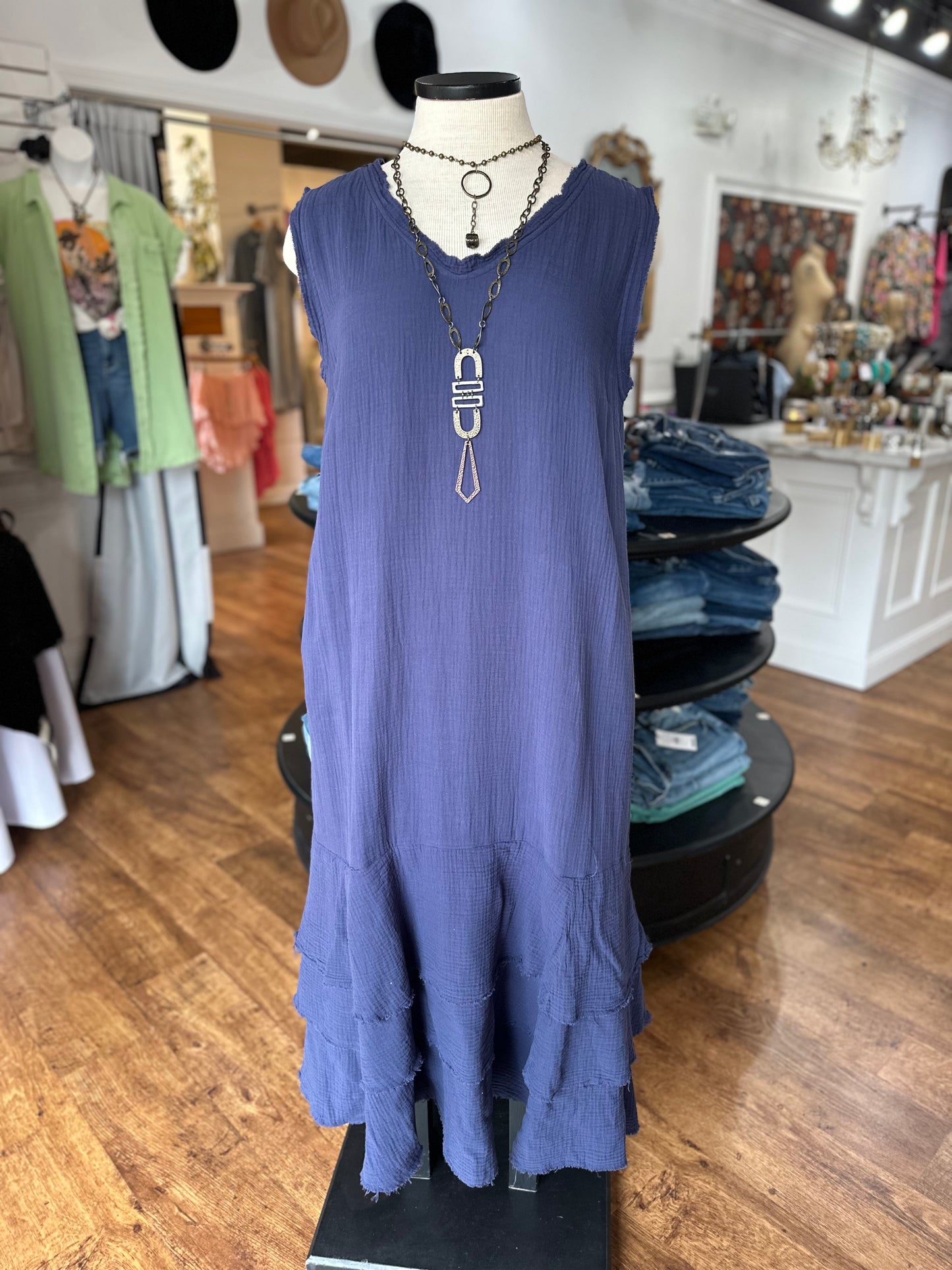 Nothing Complicated Cotton Crepe Dress ~ Navy