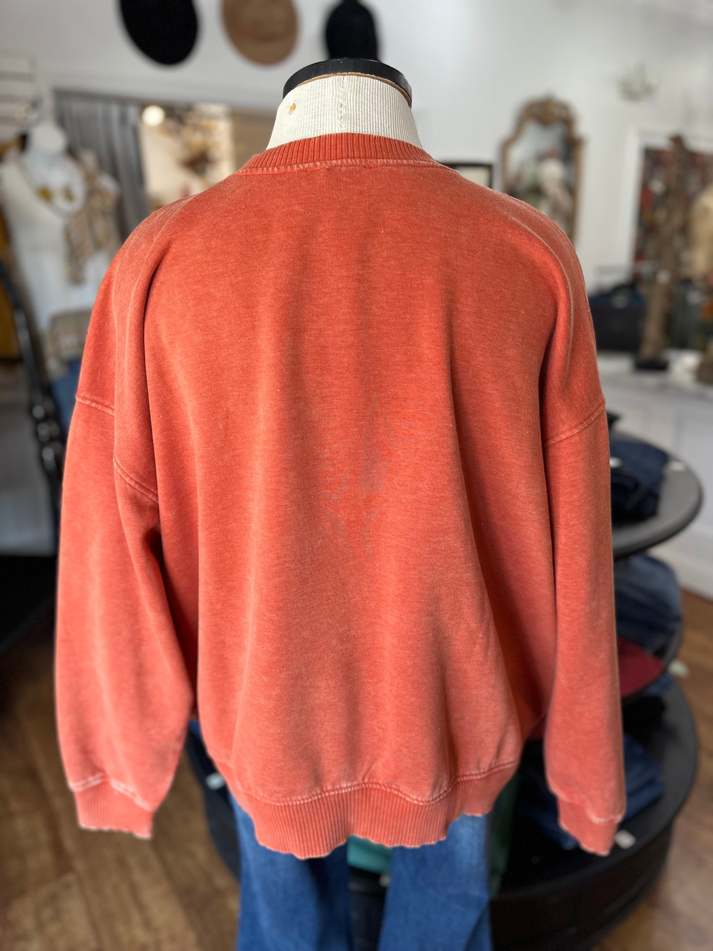Casual Staple Mineral Wash Pullover ~ Burnt Orange