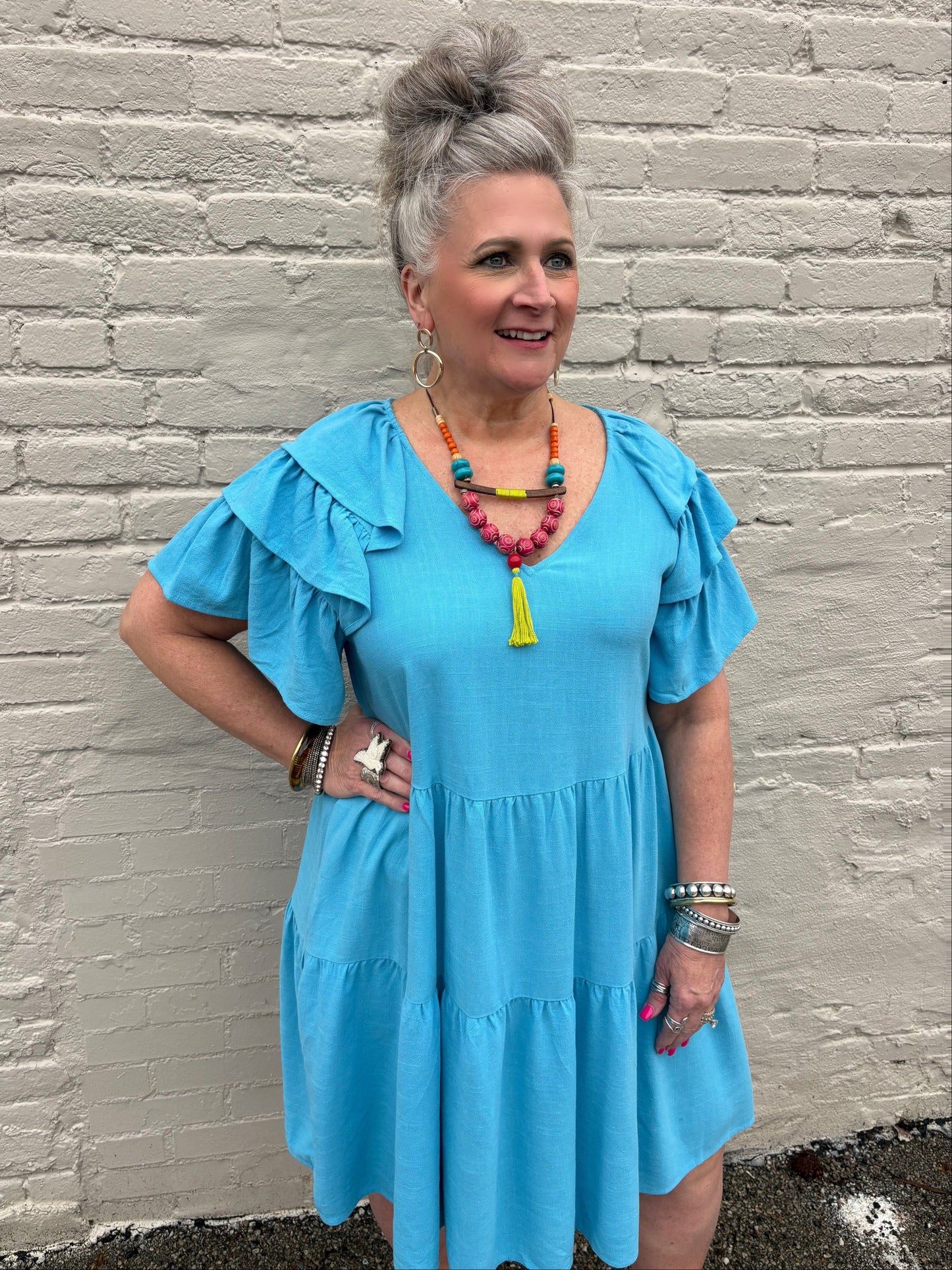 Ruffle And Swing Tiered Dress