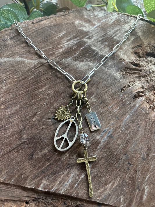 Peace and Love Charm Necklace