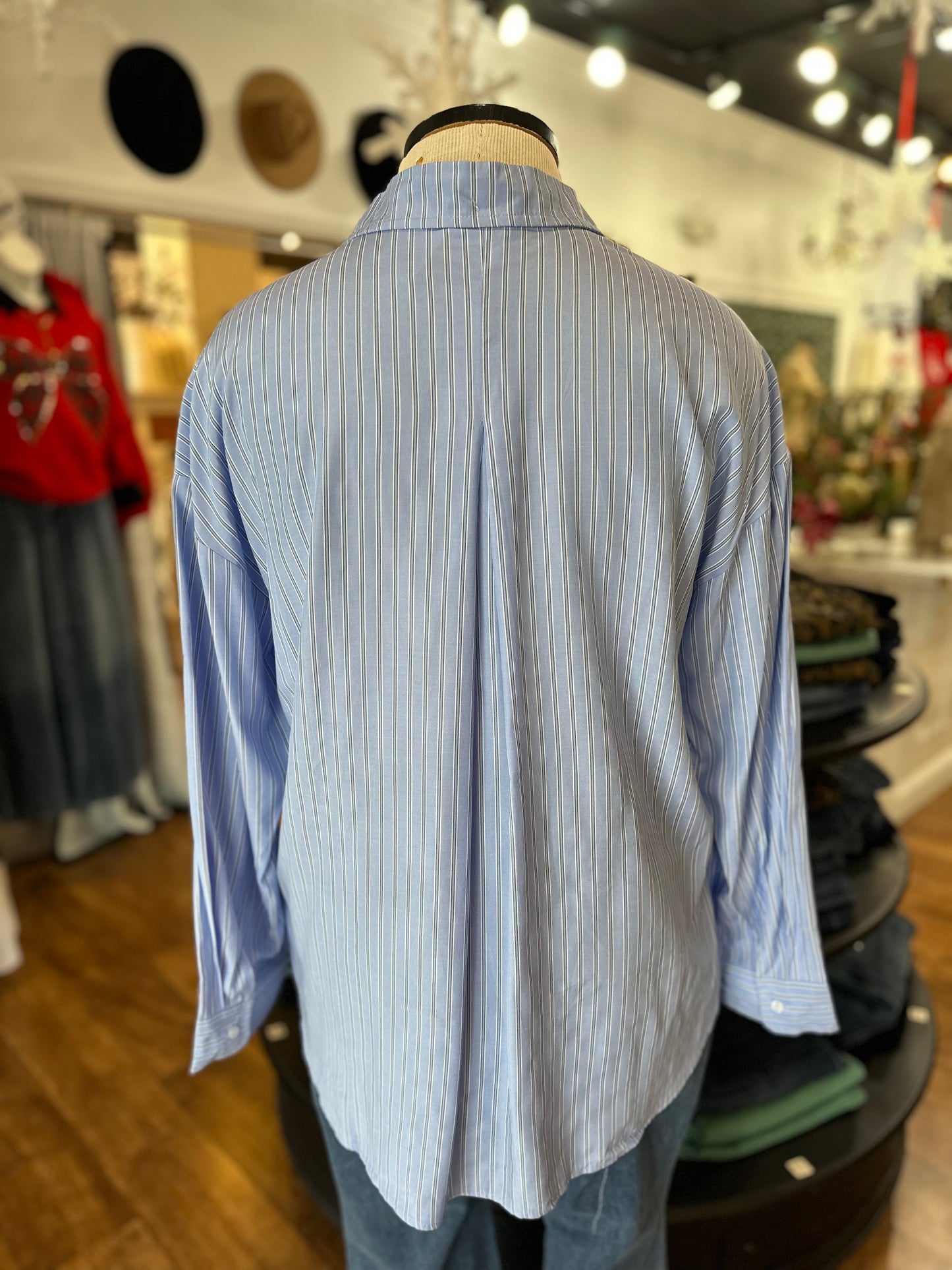 Keeping Up Appearances Striped Button Up Top