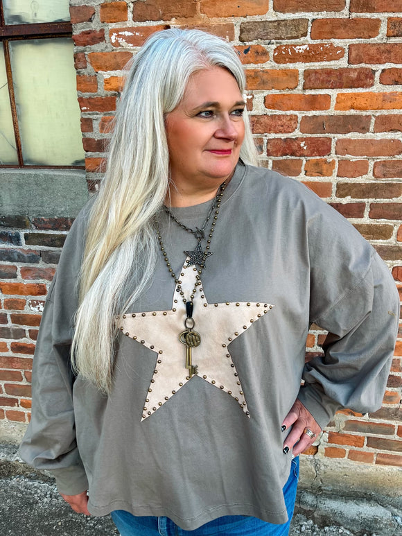 Brightest Star Suede Patch Pullover