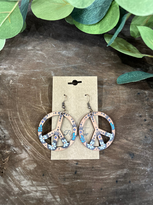 Peace Pop Wooden Earrings