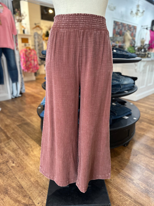 Cool Energy Wide Leg Pants ~ Red Bean