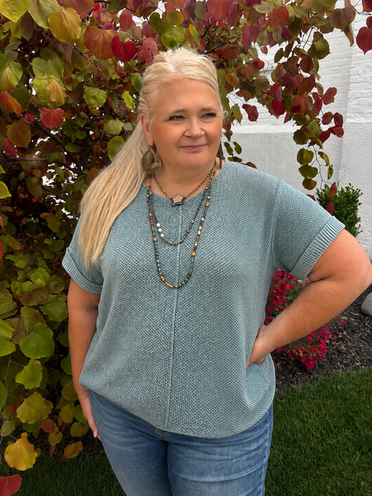 Next Move Short Sleeve Sweater ~ Ash Jade