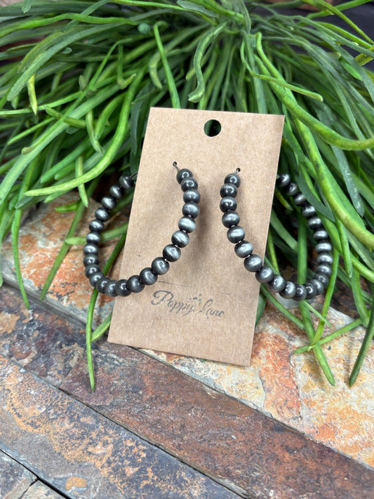 Navajo Pearl Hoop Earrings - Silver