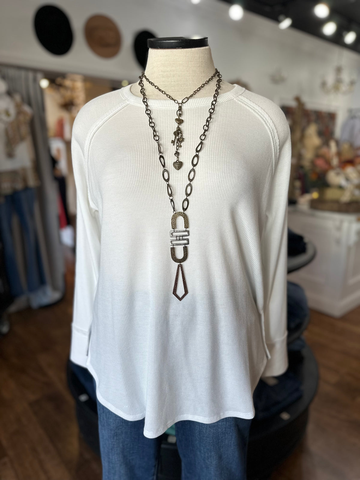 Just Right Waffle Knit Top ~ Off White