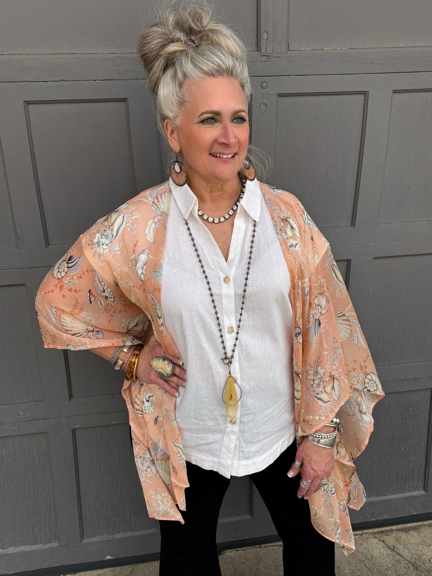 Coastal Vibes Sheer Printed Kimono