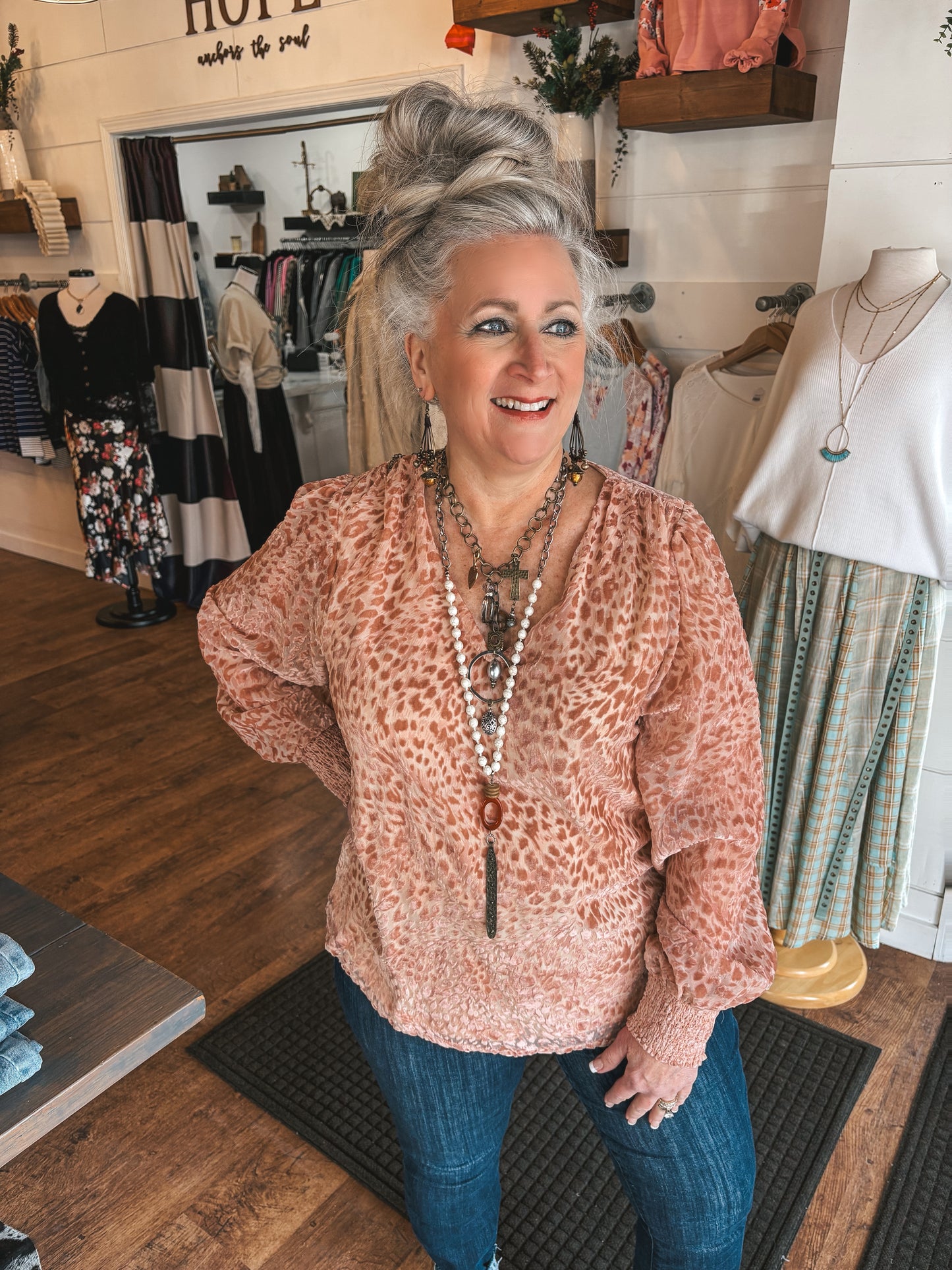 Stay True Animal Print Velvet Burnout Top