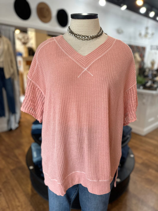 Sunny Smiles Knit Top ~ Coral