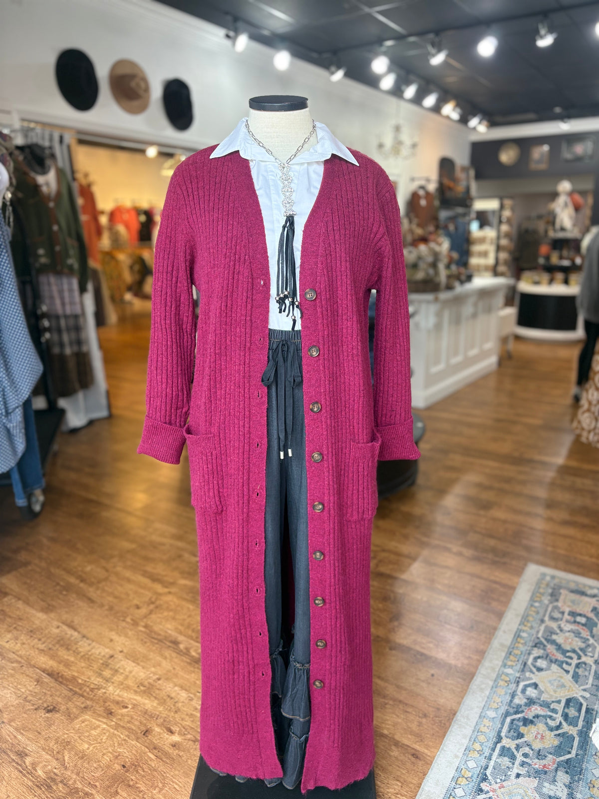 Filled With Hope Duster Cardigan ~ Wine