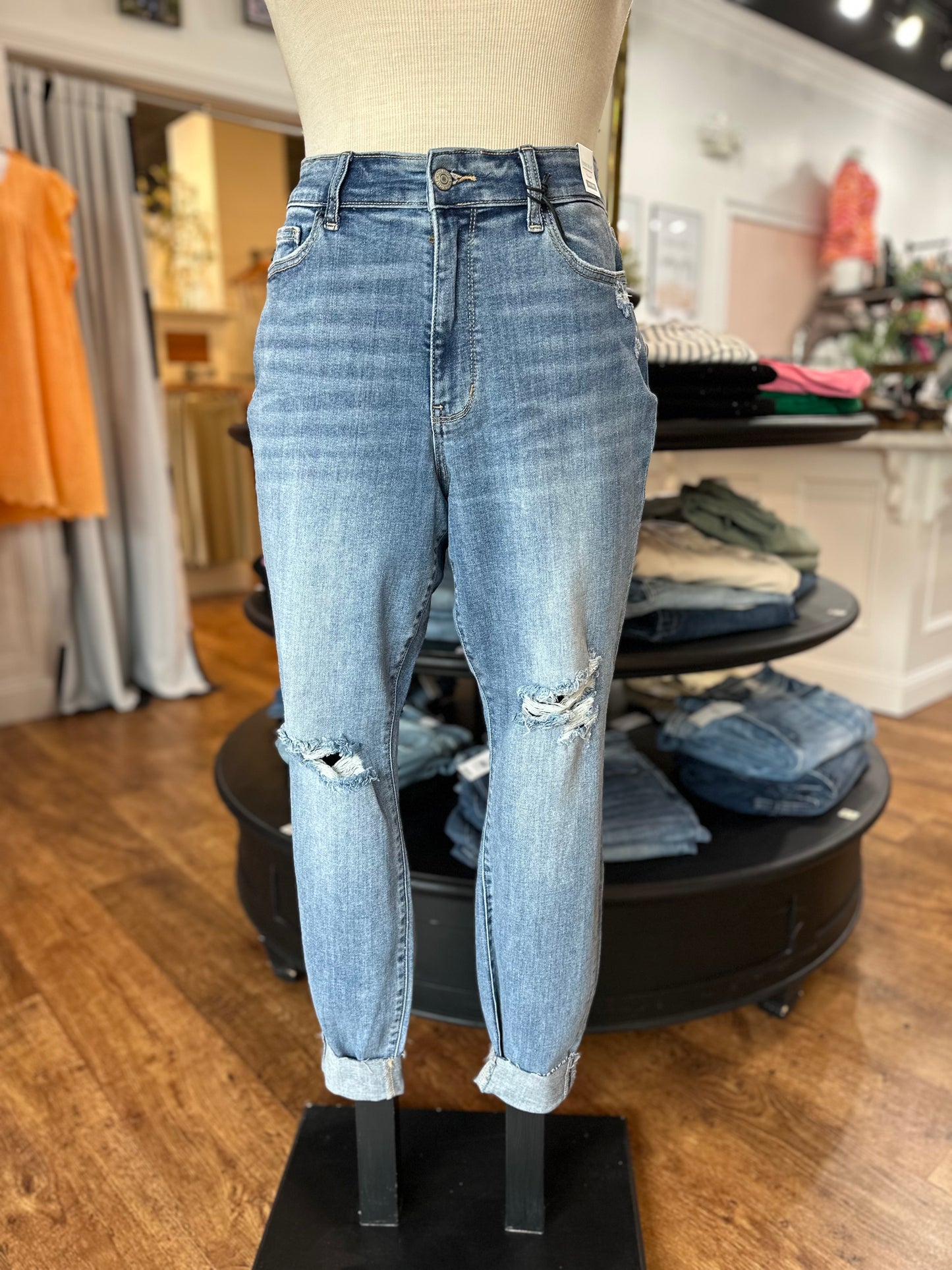 Judy Blue Midrise Destroyed & Cuffed Skinny Jean ~ MIKAYLA