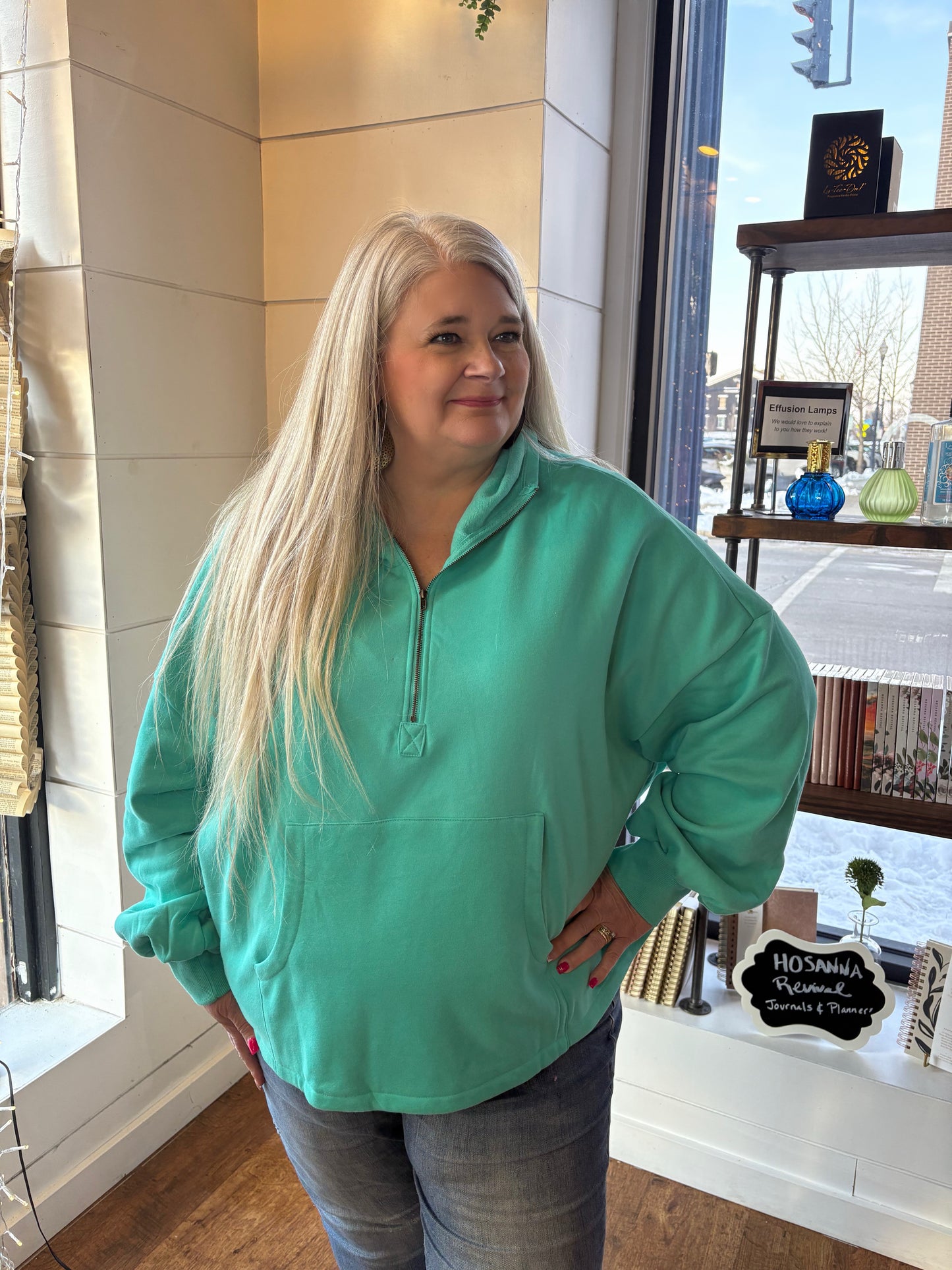 A New Way Half Zip Hoodie ~ Aruba Blue