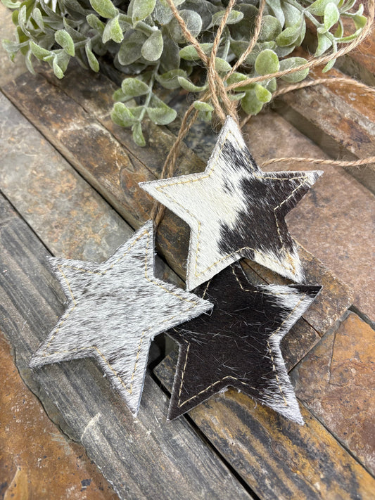 Myra Christmas Star Hair-On Hide Ornament In Black
