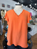 Summer Breeze Lace Trim Top ~ Orange