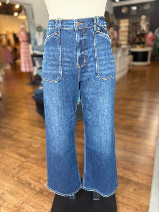 High Rise Wide Leg Patch Pocket Jeans ~ ADELINE
