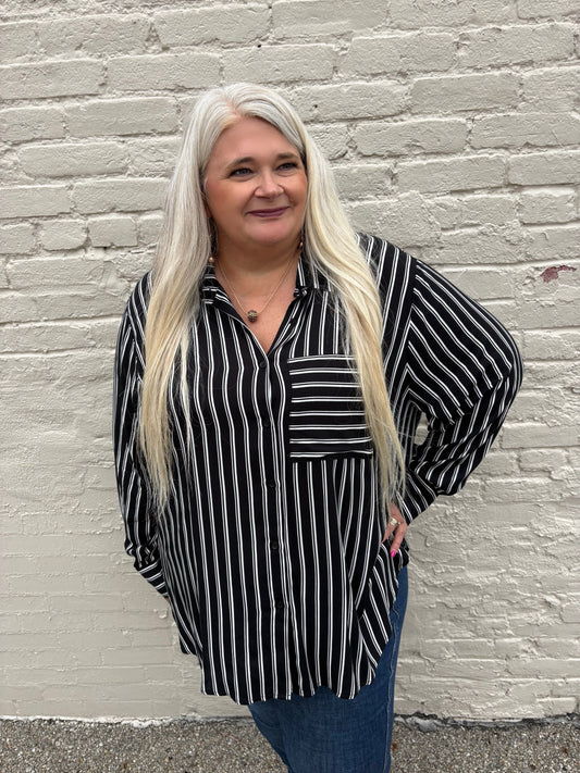 Remarkable Days Striped Button Down Top