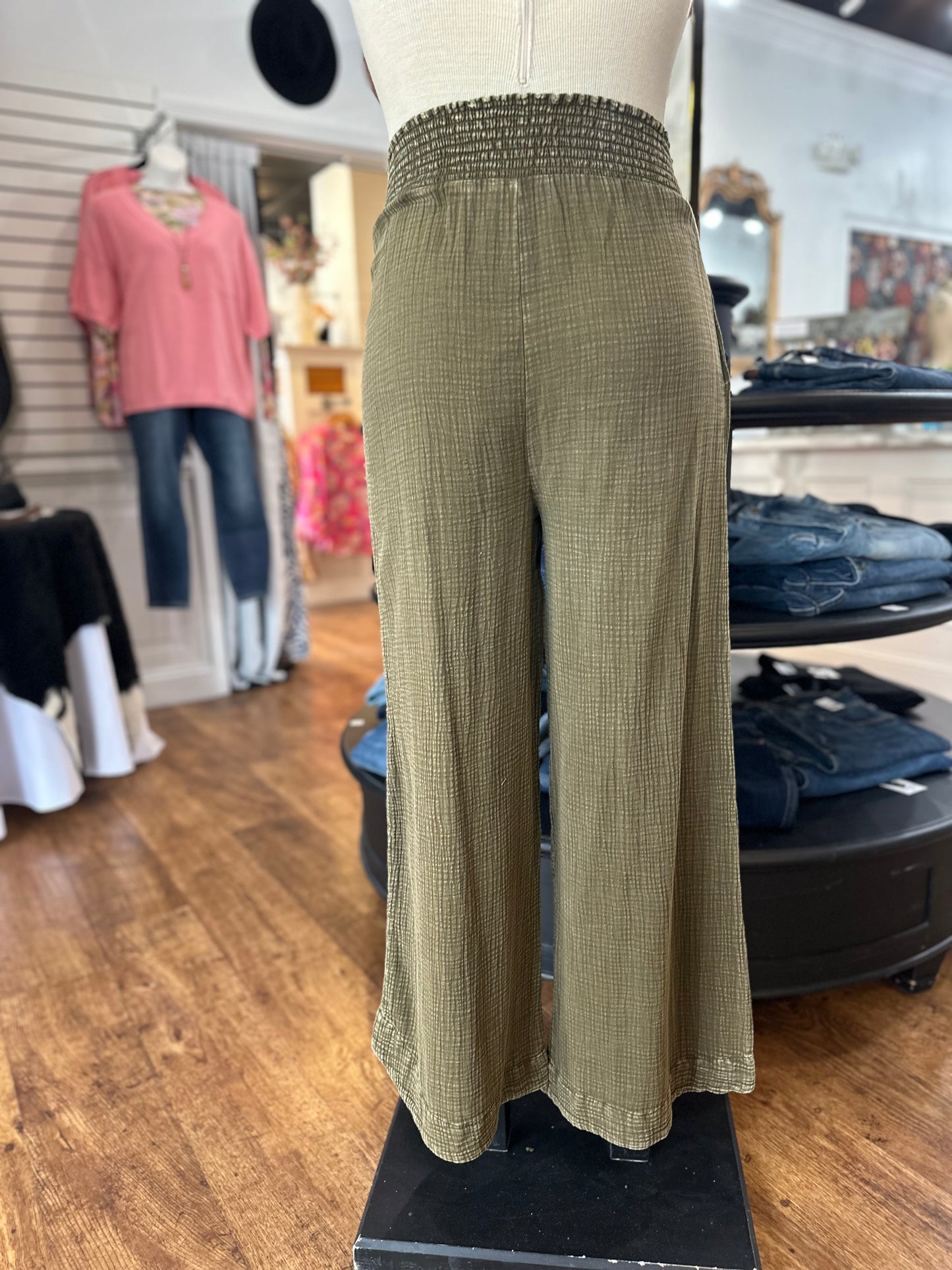 Cool Energy Wide Leg Pants ~ Olive