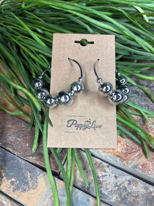 On The Go Ball Hoop Earrings - Silver