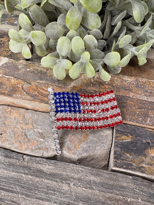 American Flag Sparkle Brooch