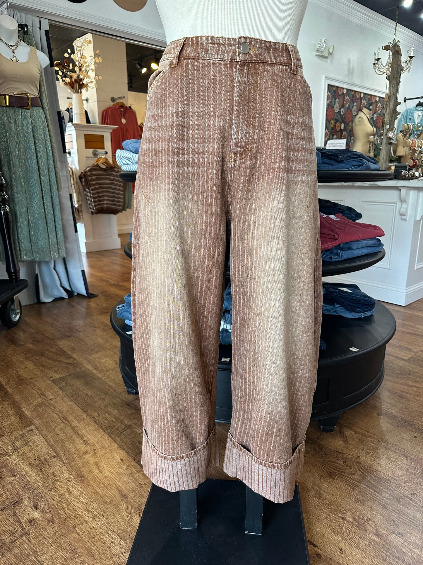 Gracefully Done Striped Barrel Pants