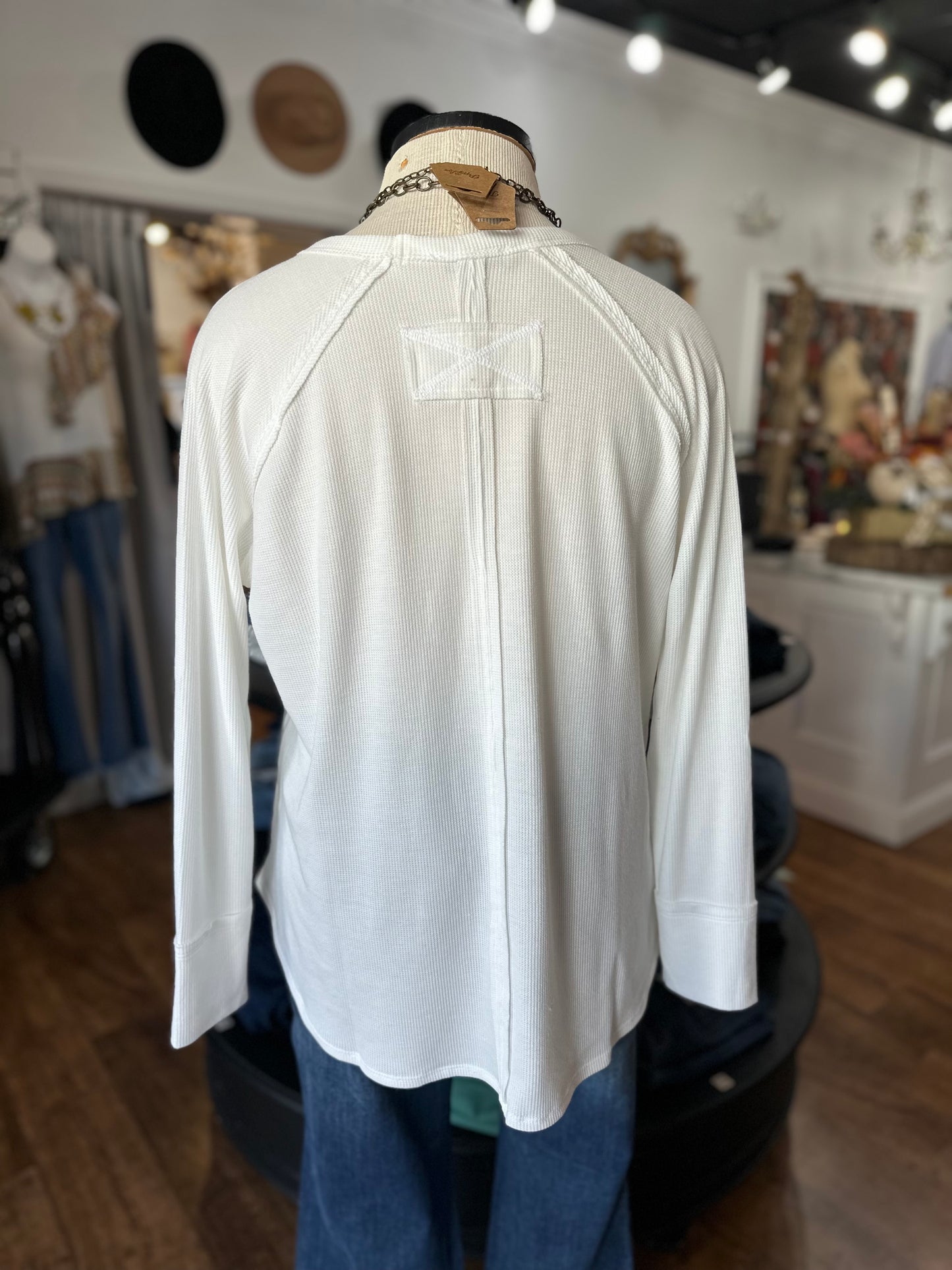 Just Right Waffle Knit Top ~ Off White