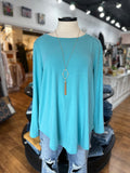 Relaxed Fit Long Sleeved Round Neck T-Shirt ~ Ash Mint