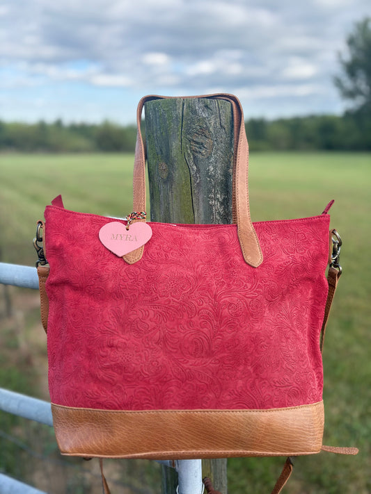 Myra Amber Dune Leather Bag in Red