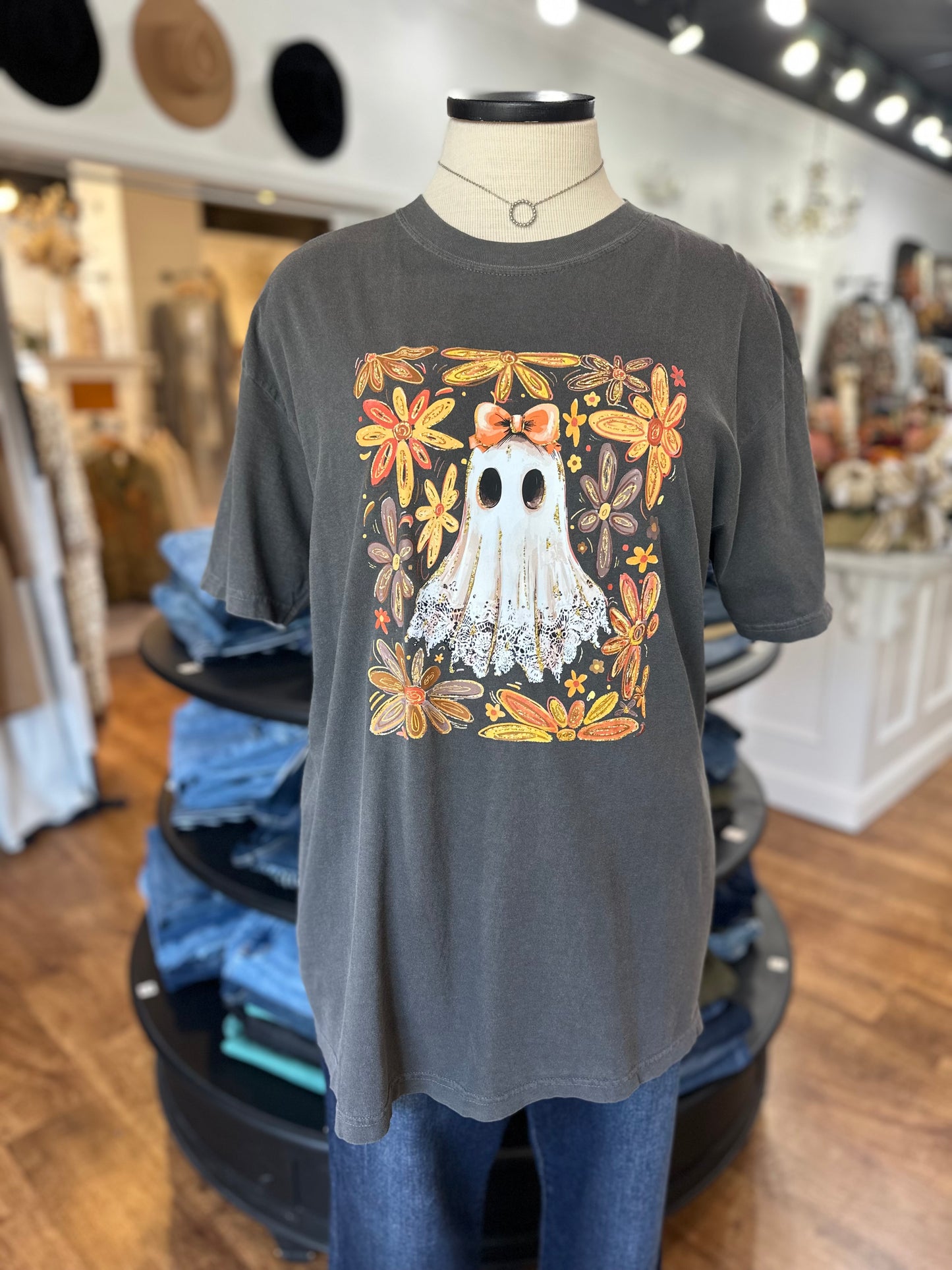 Stay Spooky Lace Ghost Graphic Tee